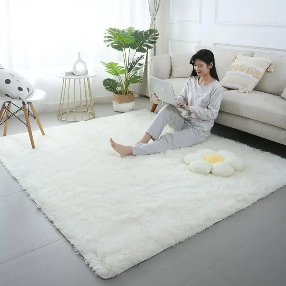 VIKAMA Tie-Dye Plush Carpet — Soft Fluffy Non-Slip Area Rug for Living Room, Kids Room & Baby Crawling