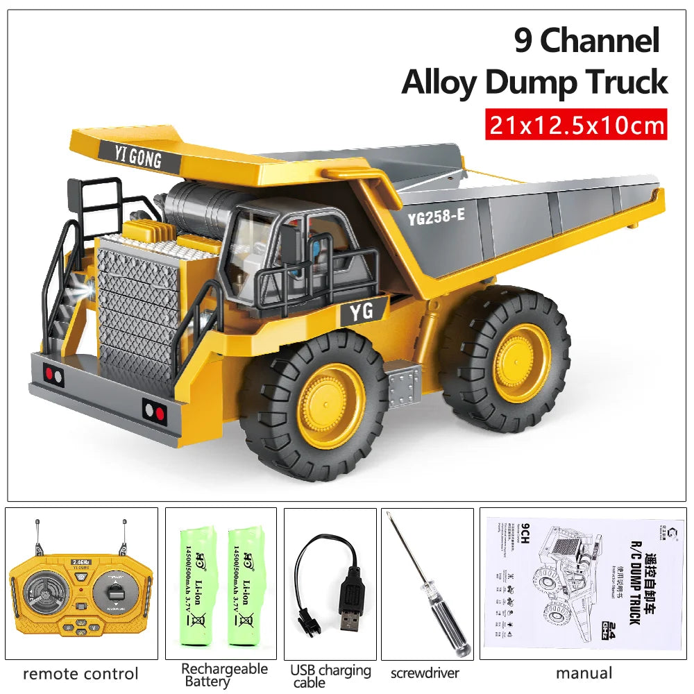 RC Excavator & Construction Toy Set – Remote Control Dump Truck & Bulldozer for Kids