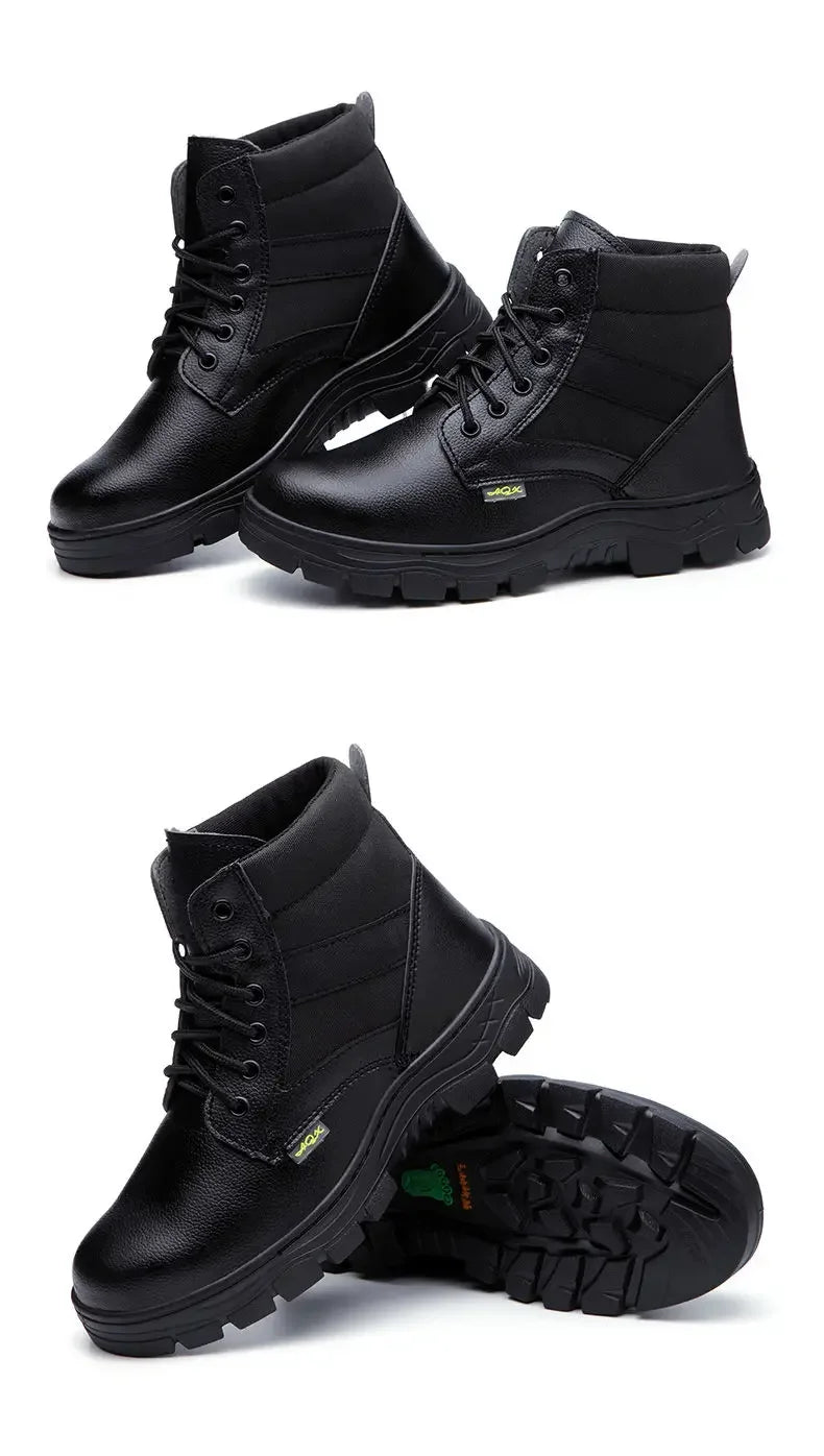 Men's Retro Leather Ankle Boots — Lace-Up Microfiber Business Booties with Rubber Sole