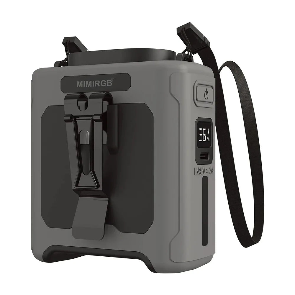 20000mAh Hands-Free Waist Fan – 5-in-1 with Power Bank, Flashlight & 5 Speeds for Outdoor Use