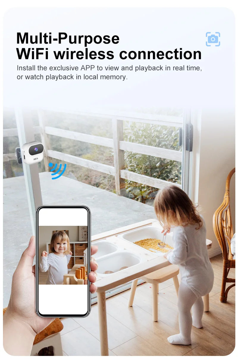 HD Mini WiFi Security Camera – 1080P Motion Tracking Smart Home Surveillance