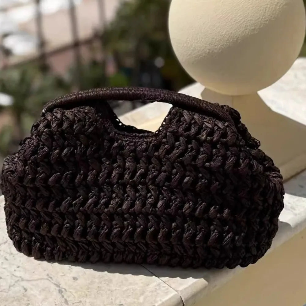 Elegant Woven Straw Clutch Bag – Large Capacity Beach Wallet Travel Handbag for Women