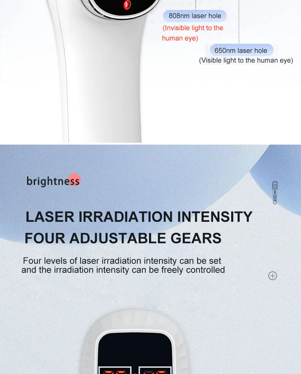 Handheld Red Light & Infrared Therapy Device – 650nm + 808nm Face & Body Skin Rejuvenation