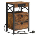 Bedside Nightstand with Built-In Charging Station — 2 AC Outlets & 2 Power Ports
