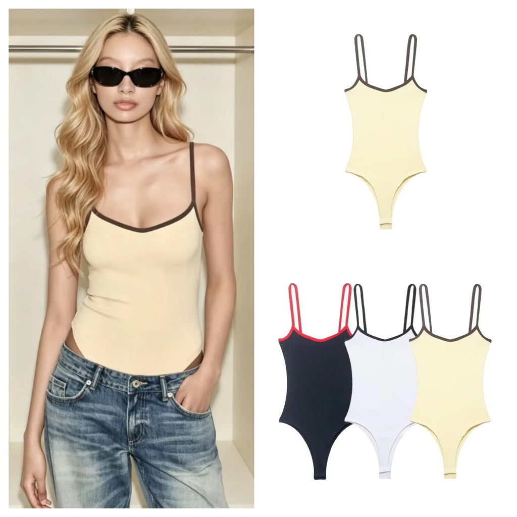 Women's Color-Blocked Strap Jumpsuit – Round Neck Cotton Blend Casual Romper 2026