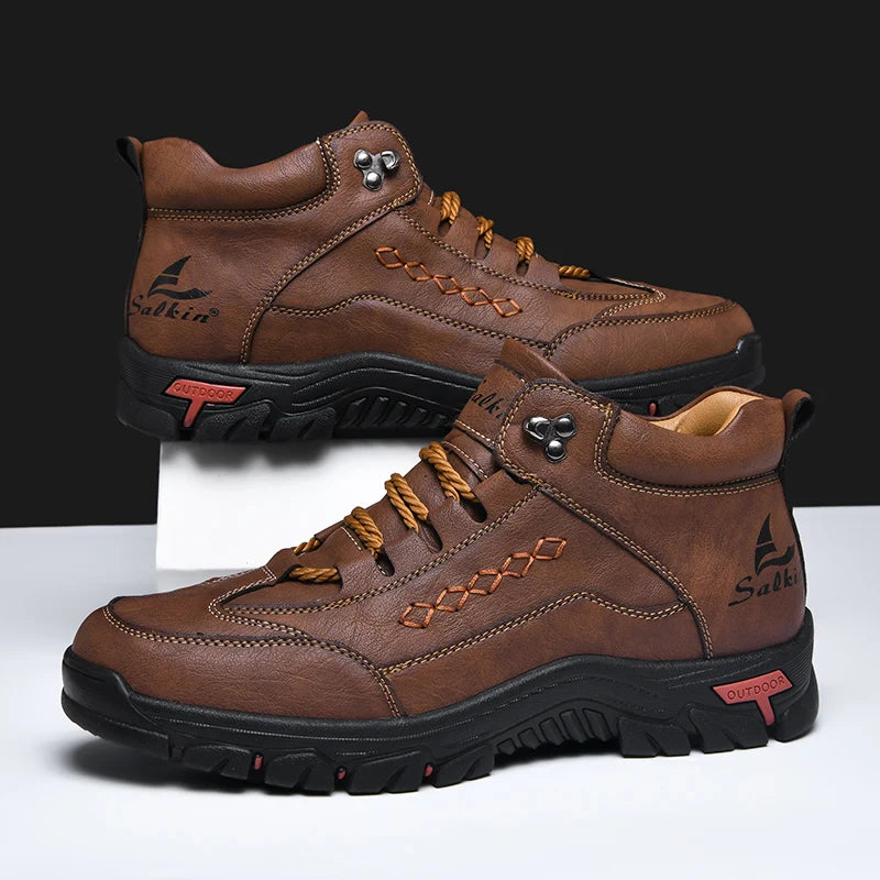 Men's High-Top Lace-Up Hiking Boots – Thick Sole Casual Oversized Boots