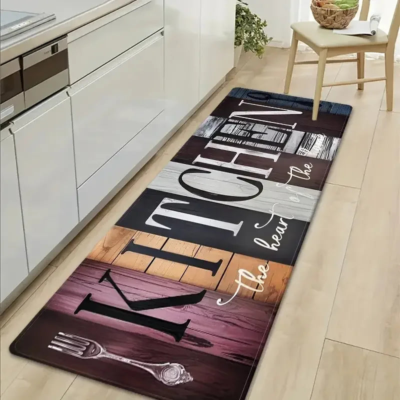 Vintage Wood Grain Kitchen Rug – Non-Slip Soft Mat for Kitchen, Hallway & Entryway