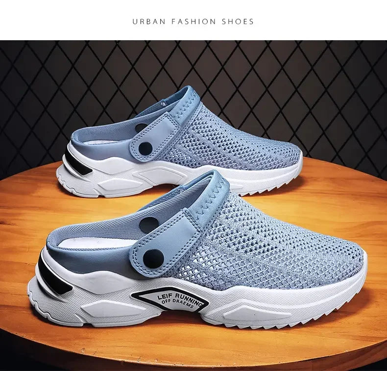 Men's Orthopedic Mesh Sandal Slippers – Hollow Out Breathable Diabetic Walking Shoes with Arch Support