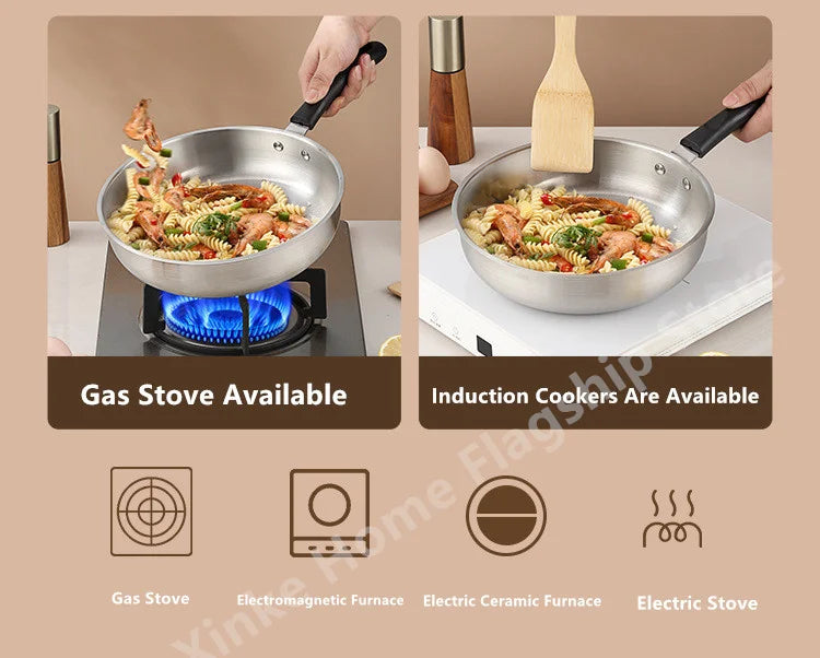 Stainless Steel Wok – Uncoated 24cm & 26cm Frying Pan