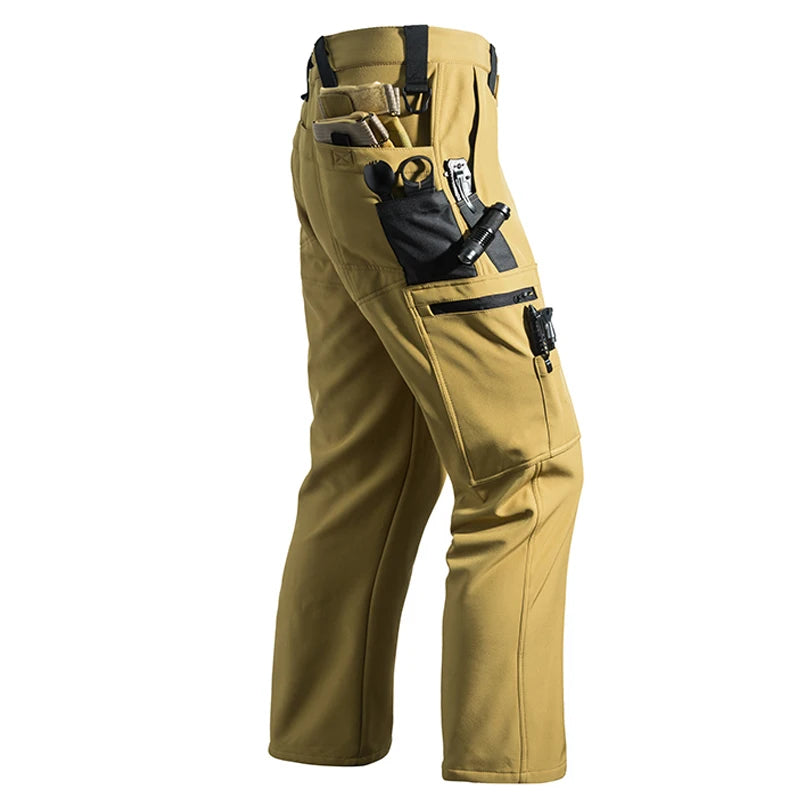 Men's Fleece Softshell Cargo Hiking Pants — Outdoor Tactical Trousers M–5XL