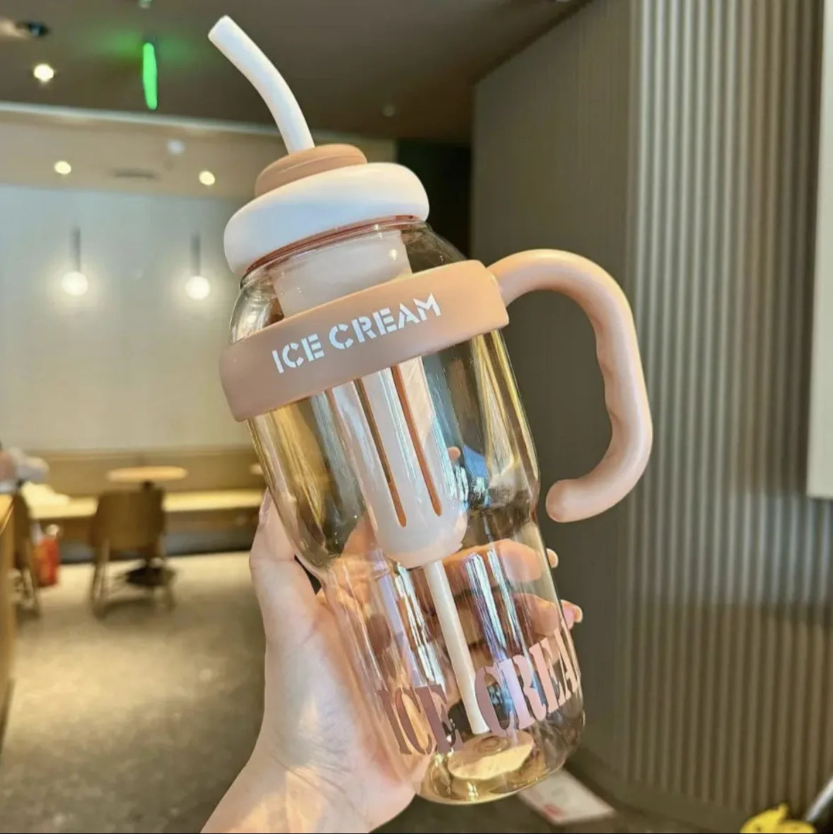 1100ml Cute Aesthetic Water Bottle with Straw & Tea Infuser – Large Capacity BPA-Free PC Cup for Women, Outdoor & Travel