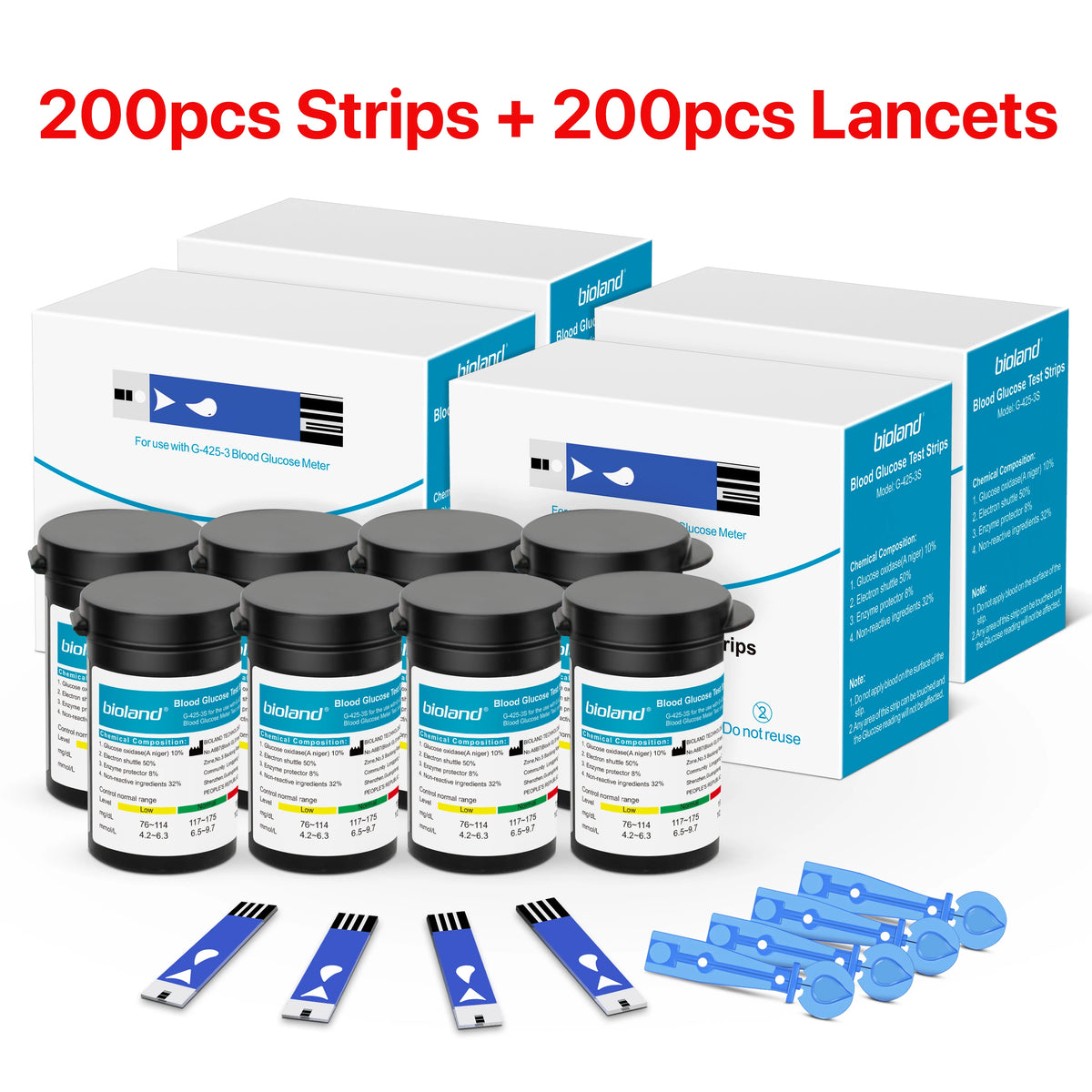 Linksun Blood Glucose Test Strips & Lancets – Compatible with G-425-2, G-427B & G-425-3 Glucometers (50/100/200/300/500 pcs)