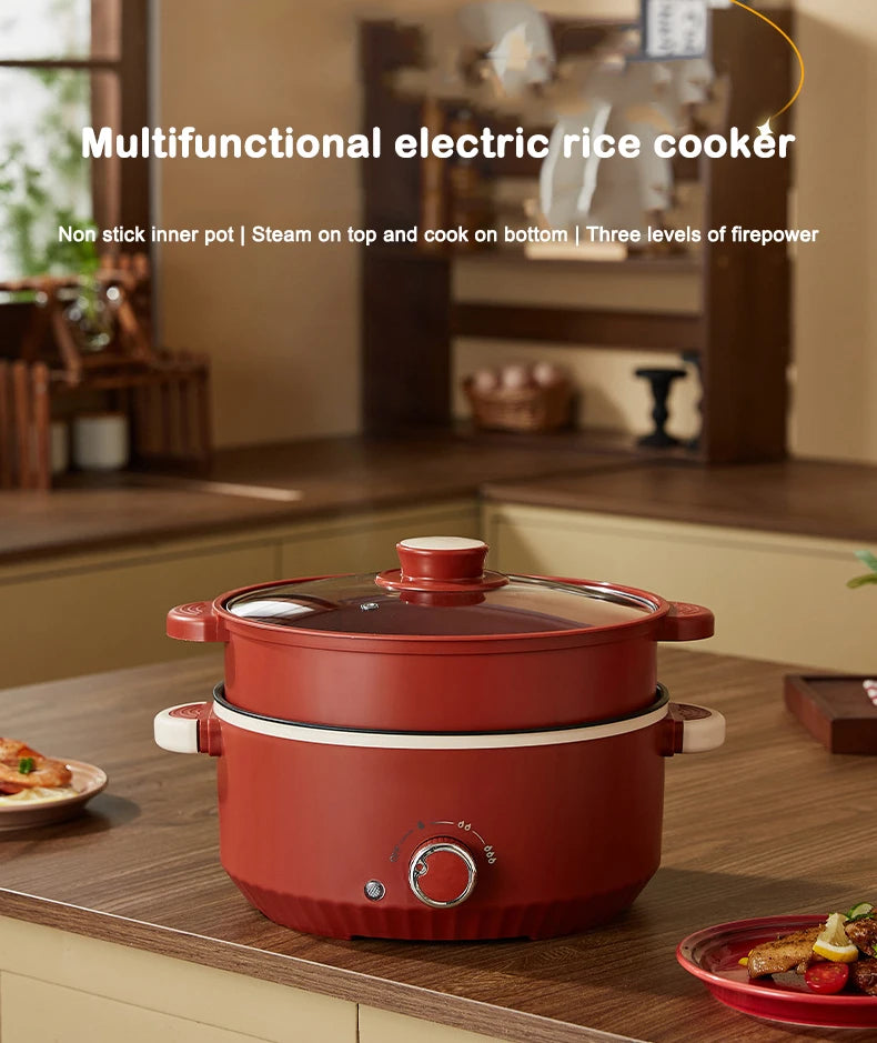 DMWD 3L Multifunctional Electric Cooking Pot – Non-Stick Hot Pot, Rice Cooker, Noodle & Soup Steamer