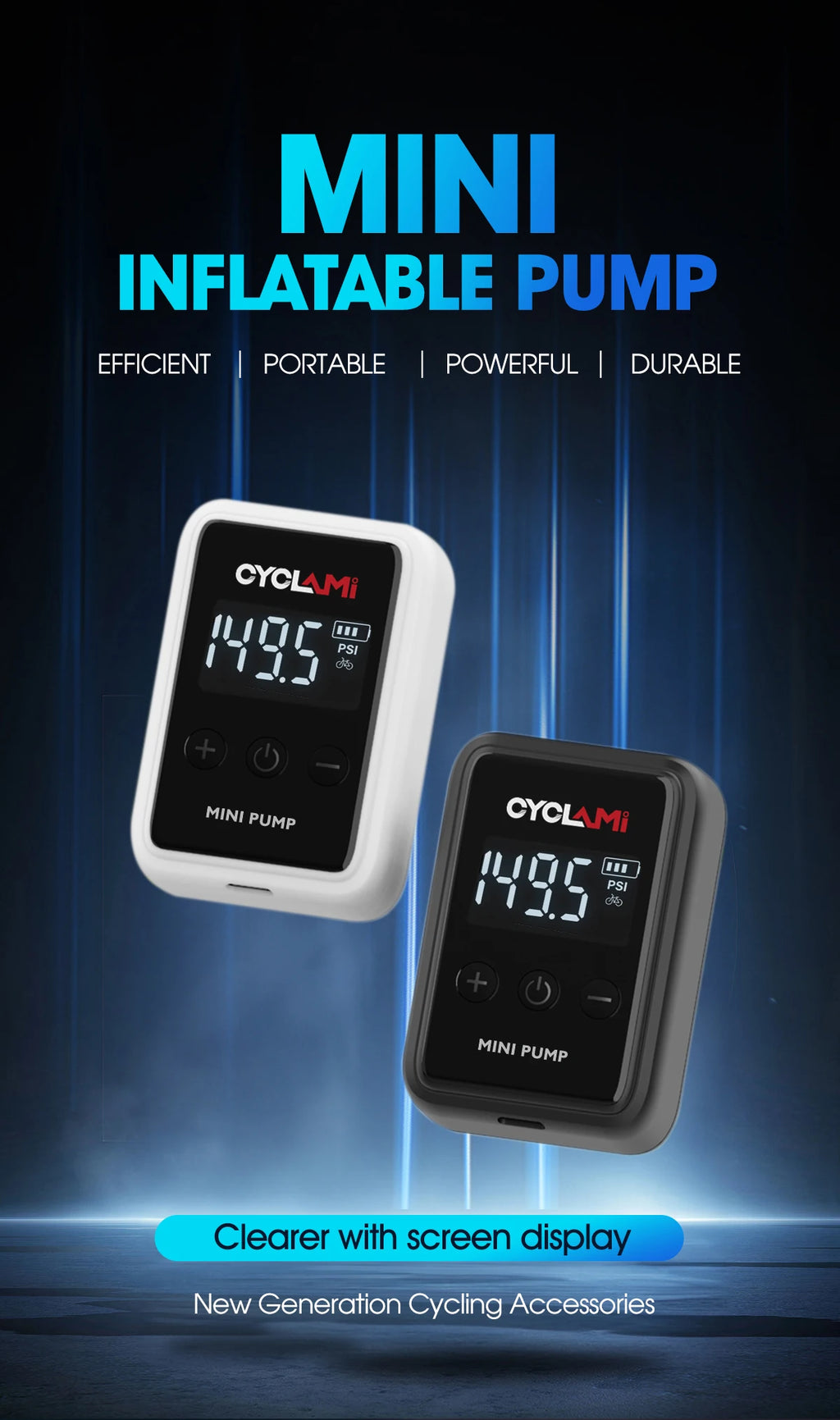 Portable Electric Bike Pump for Presta and Schrader Valves