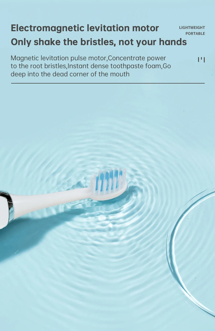 Tongwode Sonic Electric Toothbrush – IPX7 Waterproof, Soft Bristle, 3 Modes, Replaceable Heads