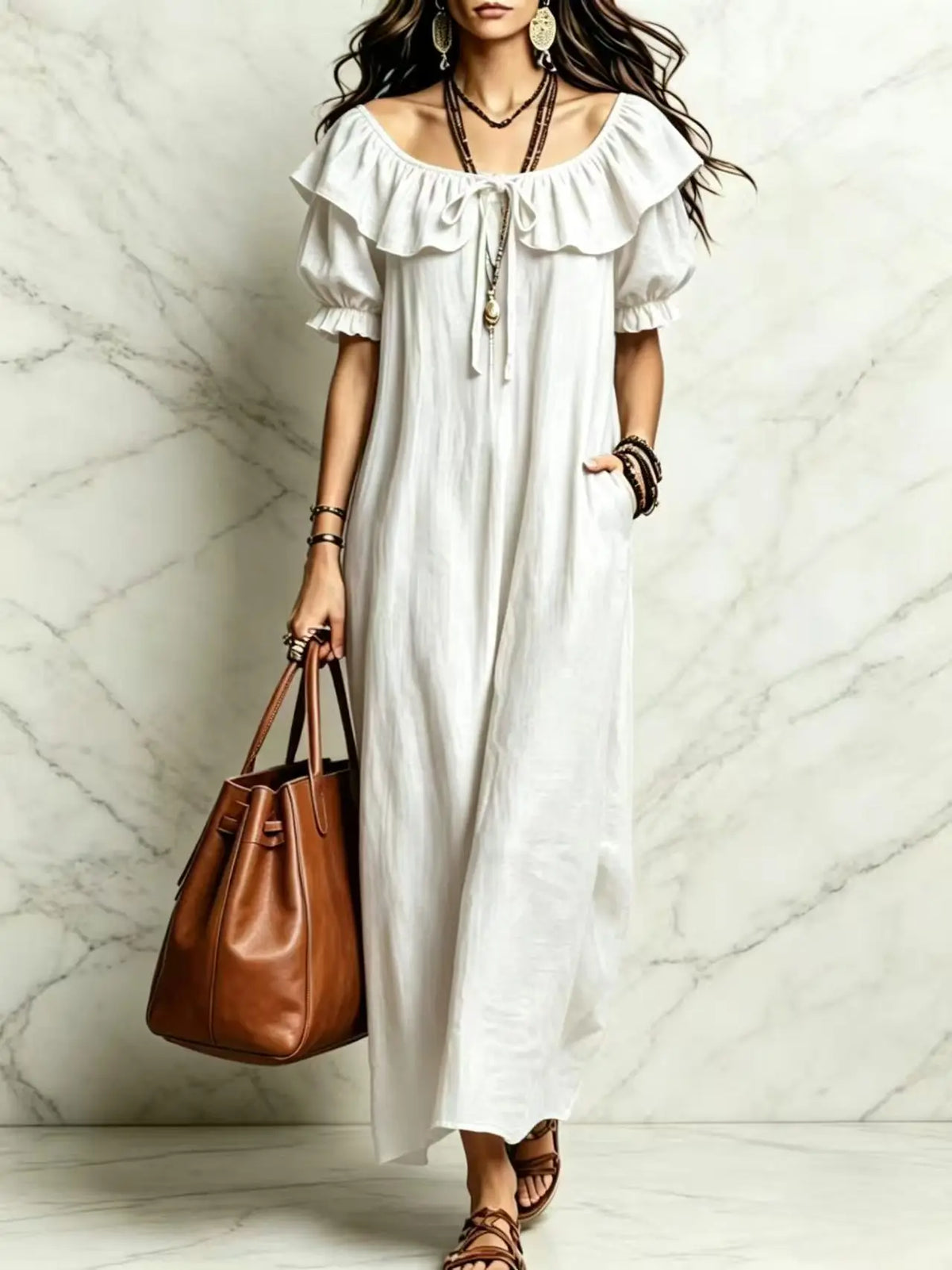 Y2K Sleeveless Ruffles Splice Party Beach Maxi Dress — Casual Elegant Long Dress