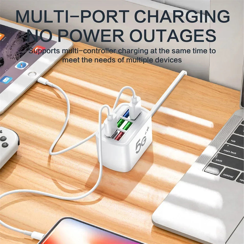 6-in-1 Fast USB Charging Power Strip — Multi-Port Desktop Charger with AC Outlets