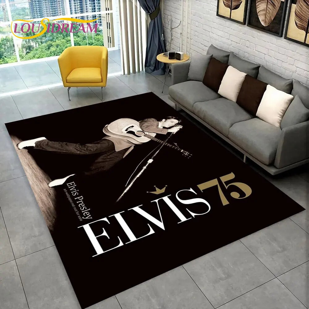 Elvis Presley Retro Area Rug – 3D Non-Slip Floor Mat for Living Room, Bedroom & Doormat, 27 Designs & 9 Sizes