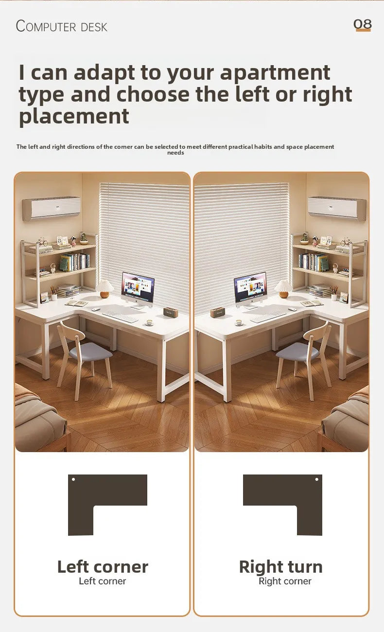 L-Shaped Corner Computer Heavy Duty Steel Frame Home Office WorkstationSpace Saving Writing Table for Gaming Bedroom Living