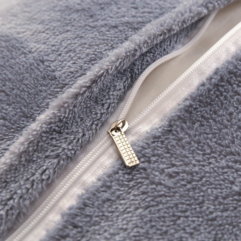 Double-Sided Flannel Coral Fleece Duvet Cover – Thick Warm Winter Bedding, 8 Colors & 6 Sizes