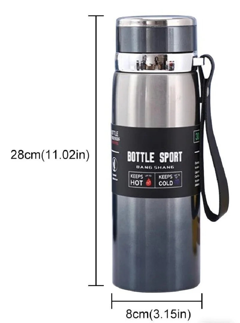 1L Stainless Steel Thermal Water Bottle — Vacuum Insulated Thermos with Handle for Hot & Cold Drinks
