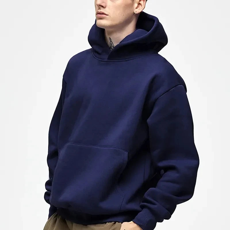 Men's Heavyweight Hoodie – 500GSM Thick Cotton Pullover Sweatshirt