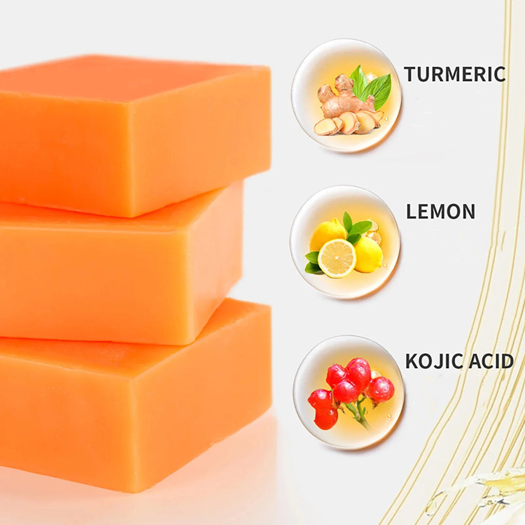 AILKE Organic Turmeric Whitening Soap Bar – Kojic Acid & Lemon for Acne, Melanin & Dark Spots, 200g