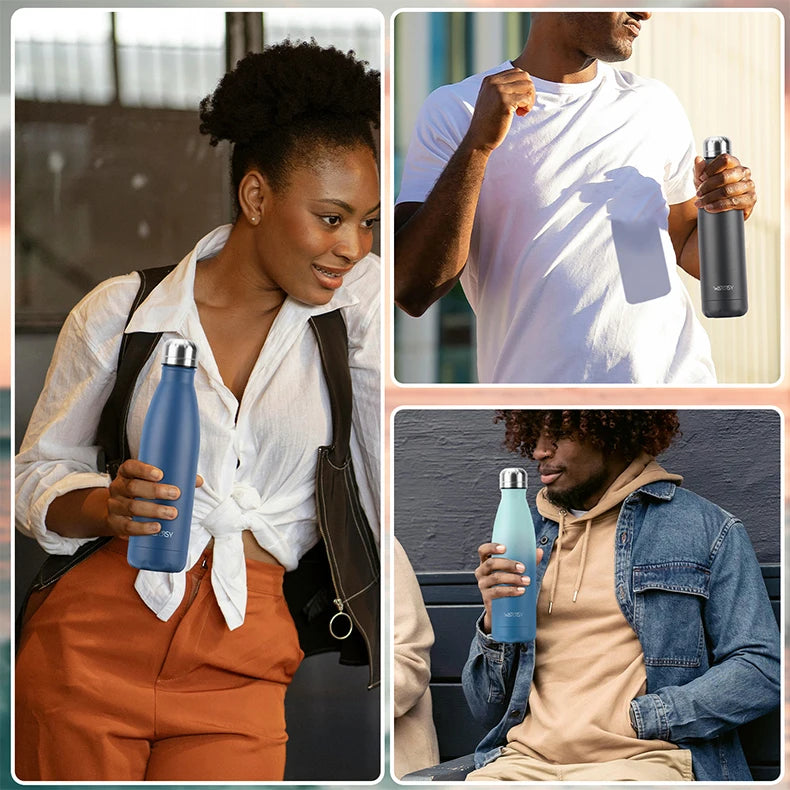 WATERSY 500ml Insulated Vacuum Flask – 304 Stainless Steel Double-Wall Thermal Water Bottle, 12–24hr, 18 Colors