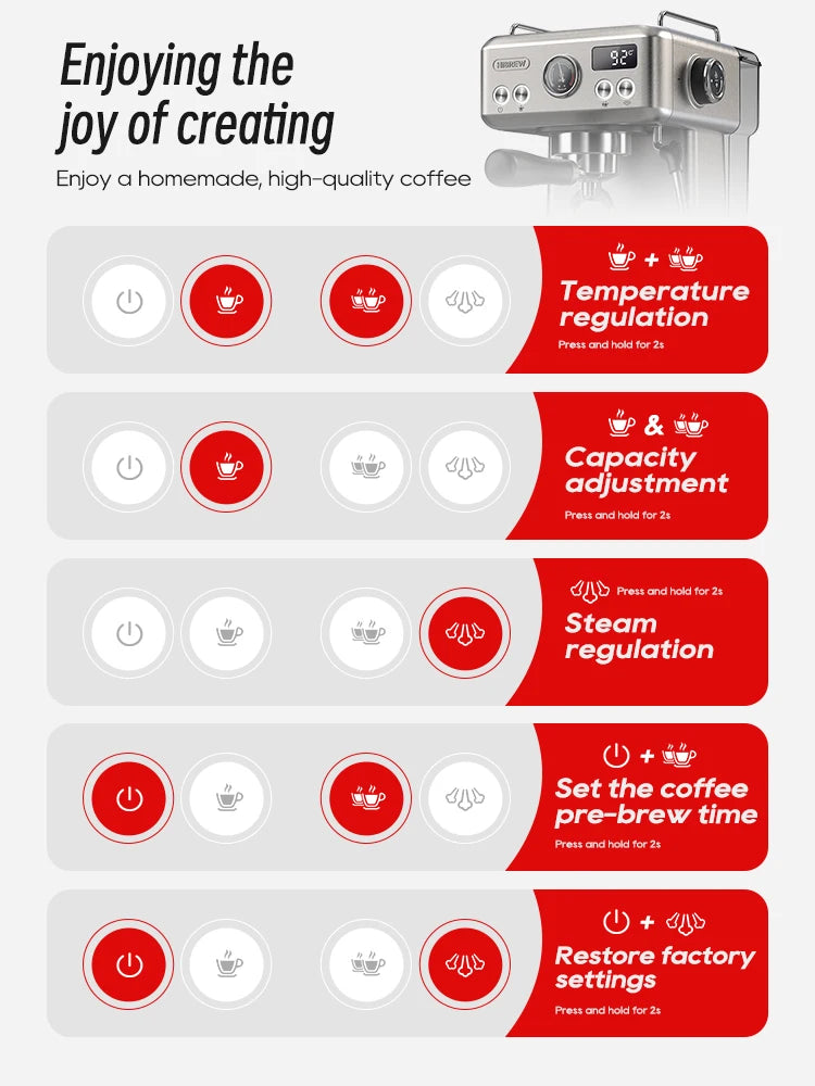 HiBREW H10A 20-Bar Semi-Automatic Espresso Machine | 58mm Portafilter, Temperature Control, Stainless Steel