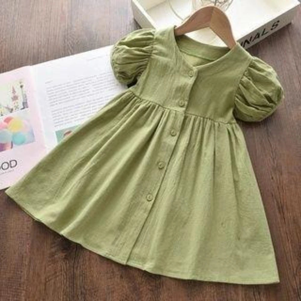 Floral Print Korean Girls Casual Dress — Summer Princess Dress for Children