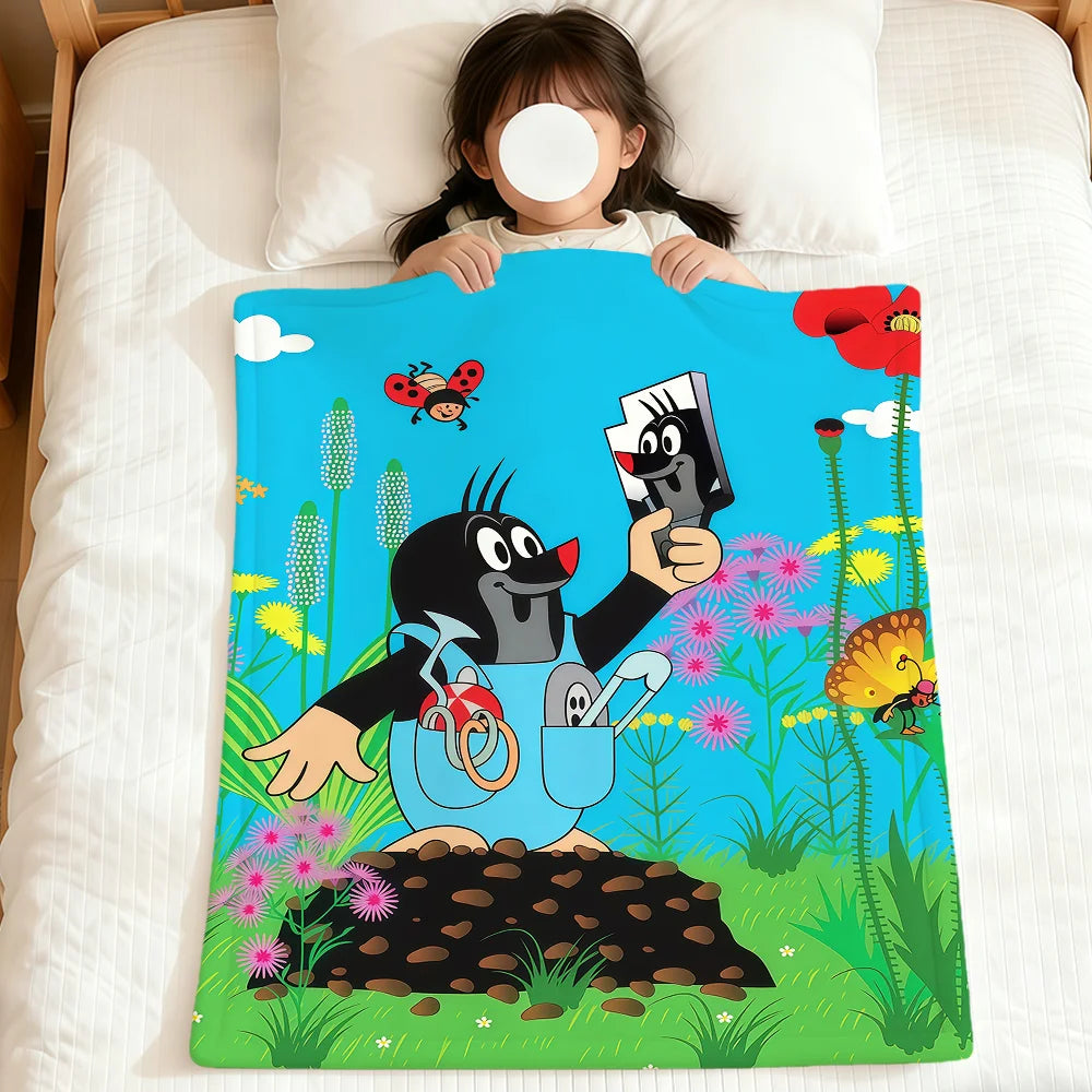 Cartoon Mole Soft Warm Plush Flannel Blanket – Cozy Sofa & Bed Throw, Nap Blanket