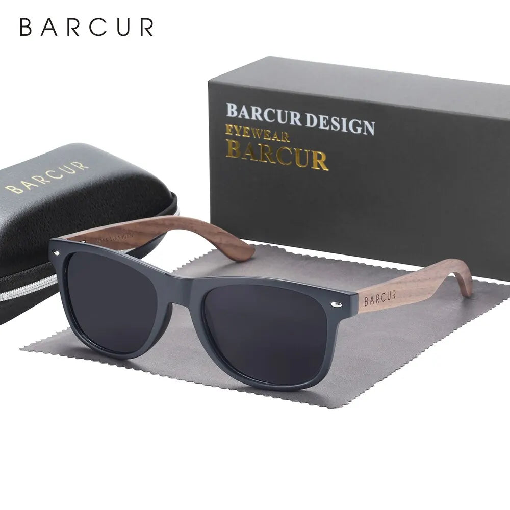 BARCUR Natural Wooden Polarized Sunglasses | Black Walnut UV400 Men's Eyewear