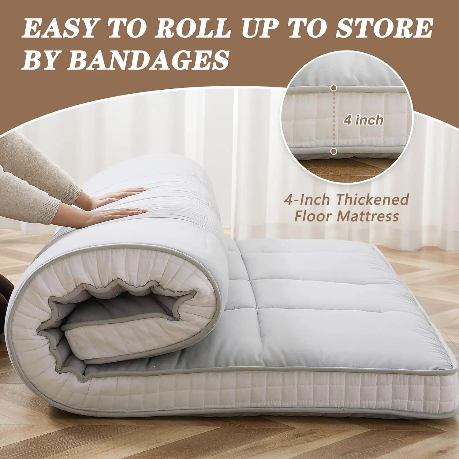 Queen-Size Comfort on the Floor — Extra Thick Japanese Futon Mattress 60"x80" | 3-Layer Memory Foam, Foldable Tatami Mat
