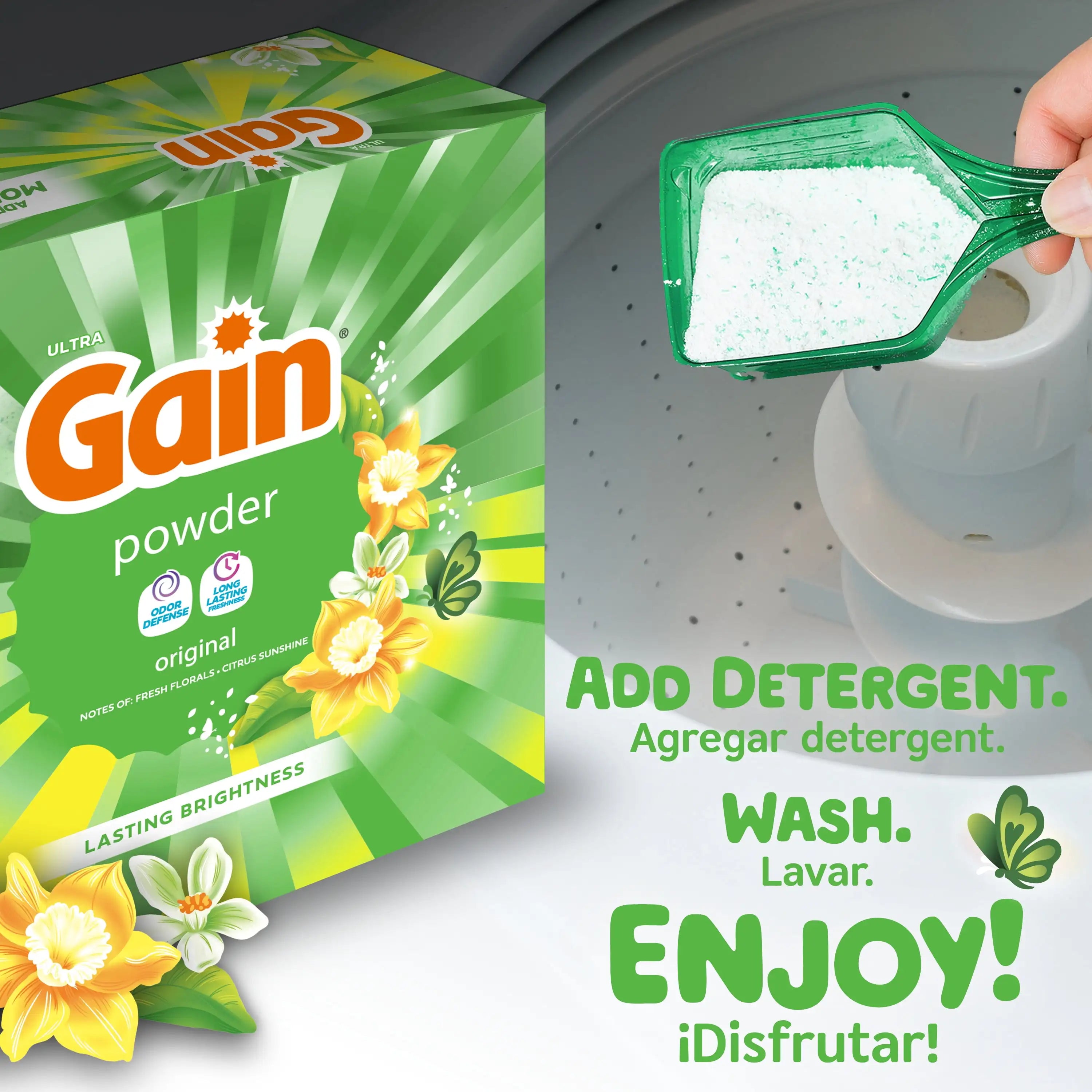 Weeks of Freshness in Every Wash — Gain Original Powder Laundry Detergent | 44 Loads, 40 oz, Aroma Boost, HE Safe