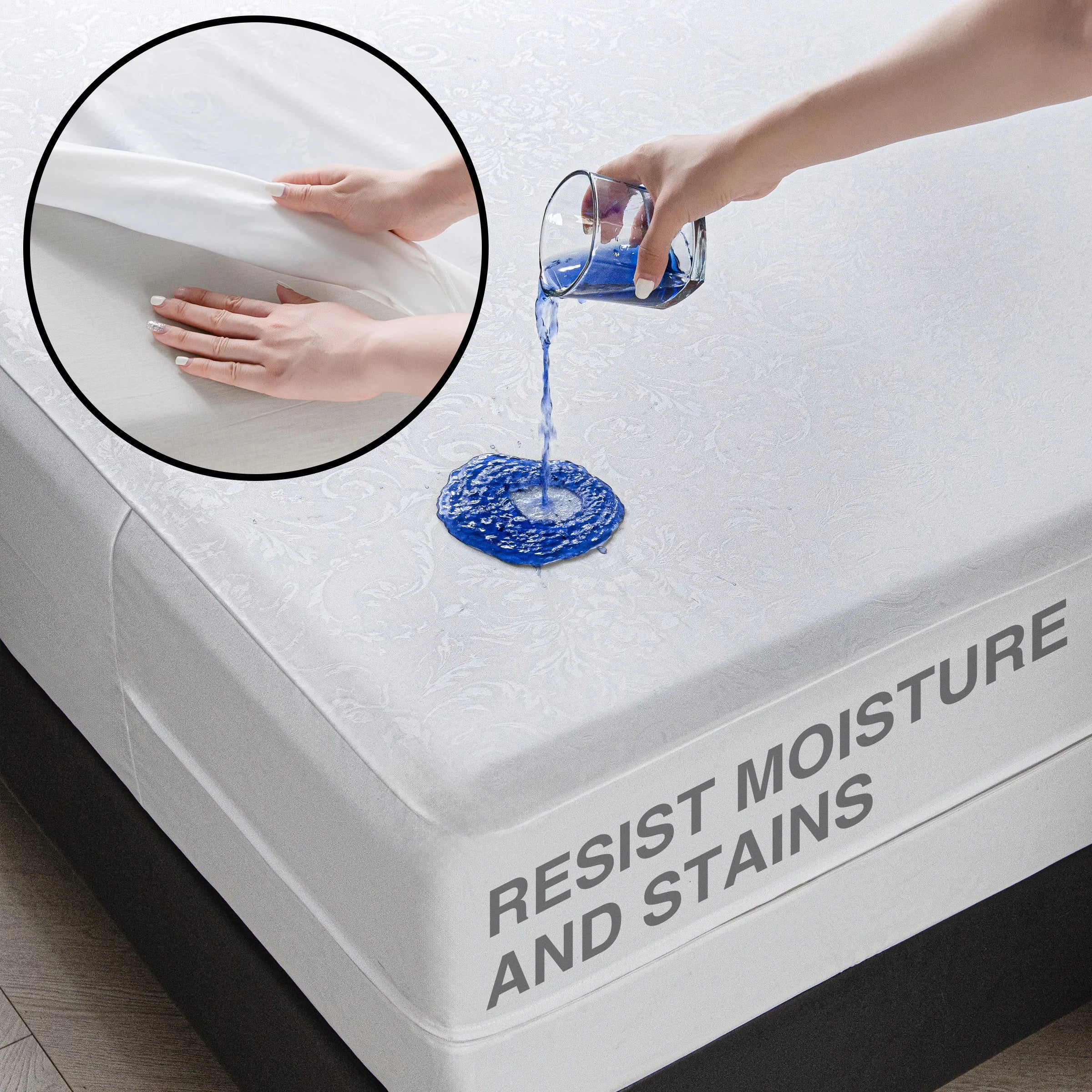 6-Sided Waterproof Zippered Mattress Encasement – Full Mattress Protector Cover, White or Gray