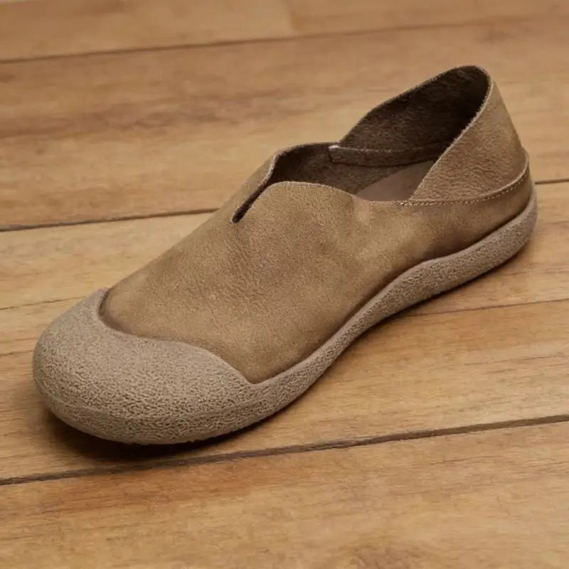 Men's Wide Toe Retro Leather Loafers — Soft Flat