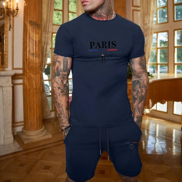 Men's Short Sleeve T-Shirt & Split Shorts Set – Fashion Jogging Casual Sport 2-Piece