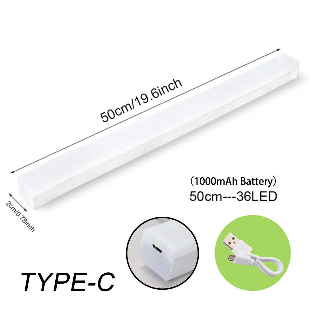 Motion Sensor LED Night Light Strip – USB Rechargeable, 3 Modes, Warm or Cool White for Cabinet, Wardrobe & Staircase