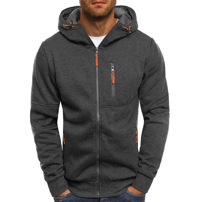 Men's Zip Hooded Sweatshirt Jacket — Casual Everyday Zip-Up Hoodie