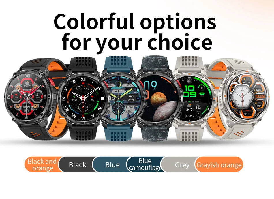 T-Rex3 Pro GPS Military Smartwatch – 1100mAh, 5ATM Waterproof, Sports Run Tracker & Compass