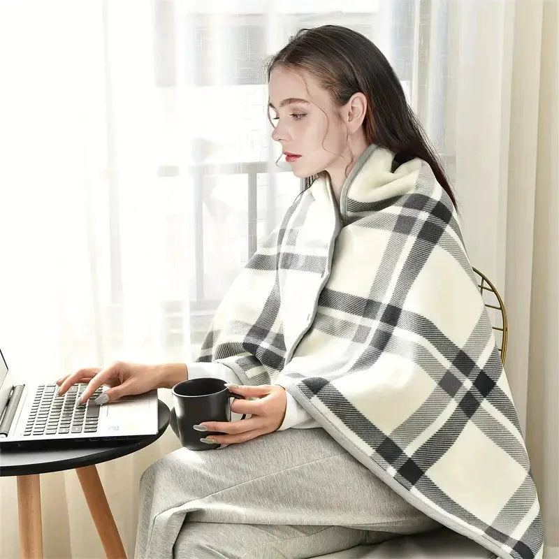 Wearable Flannel Shawl Blanket – Soft Lazy Office Warmth Wrap for Comfort & Style