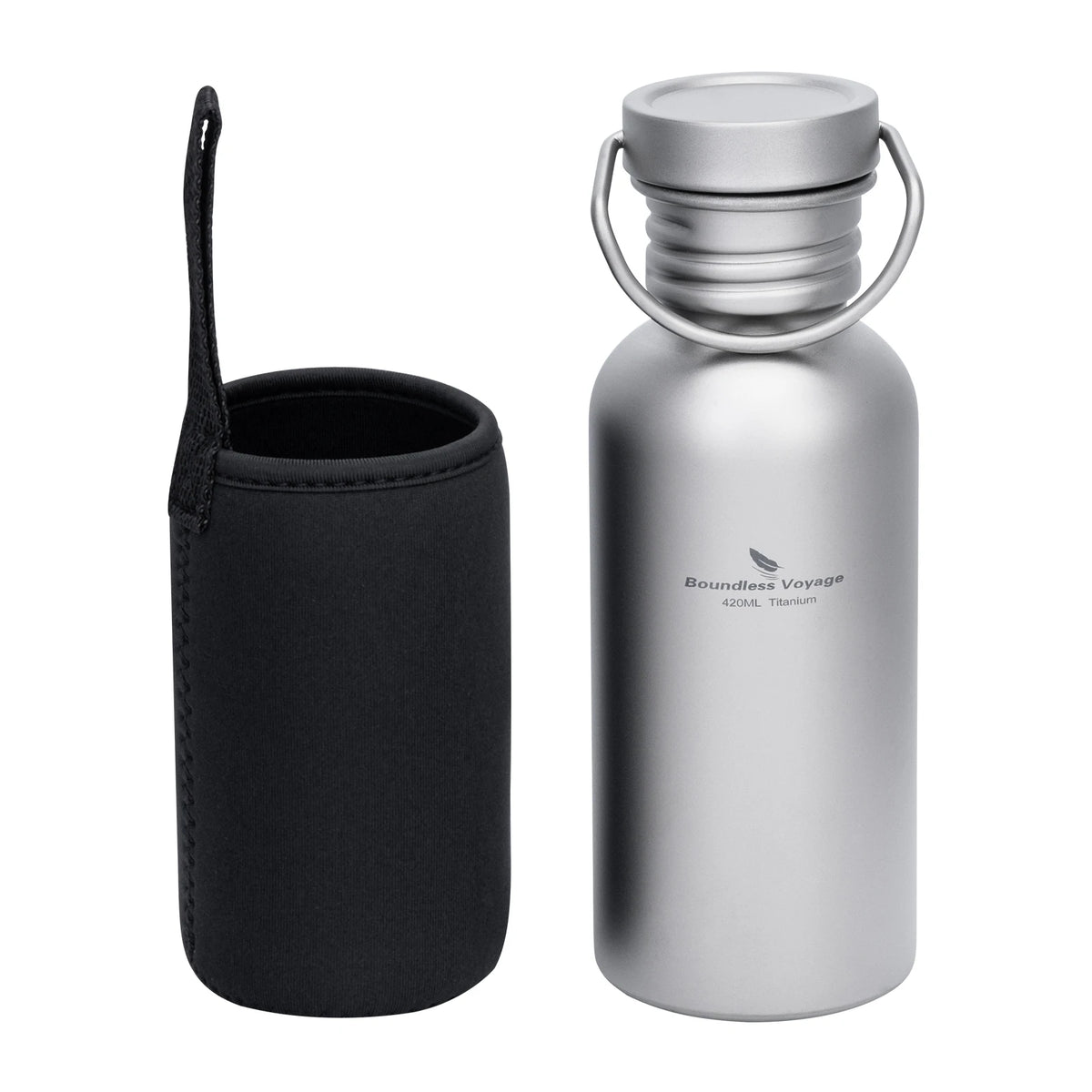 Boundless Voyage TA1 Pure Titanium Wide-Mouth Water Bottle – Ultralight Sport Bottle for Camping, Hiking & Travel