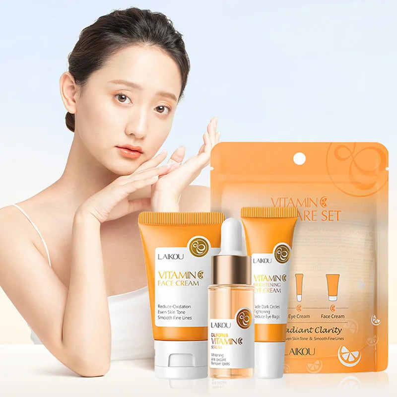 LAIKOU 3-Piece Skin Care Set – Face Cream, Serum & Eye Cream | Moisturizing Anti-Wrinkle Kit