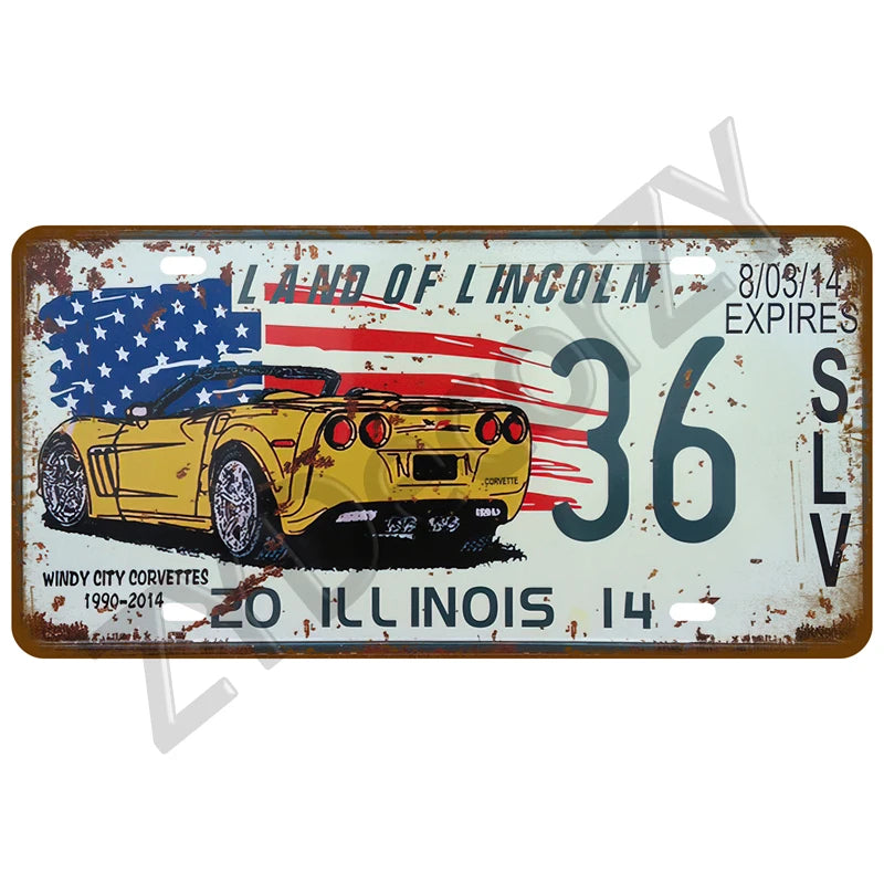 Route 66 Vintage Car Garage Tin Sign — Retro Wall Art Decor