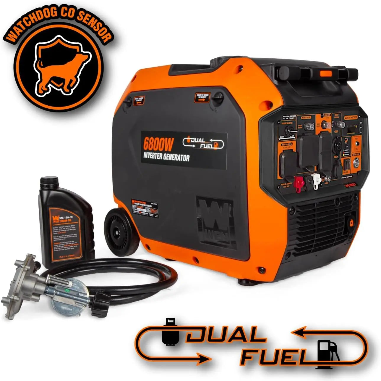 6800W Dual Fuel Portable Inverter Generator — RV-Ready, Electric Start, CO Watchdog for Home & Camping