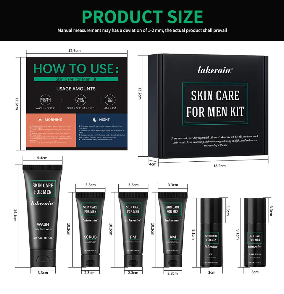 Men's 3-in-1 Daily Skin Care Kit – Face Wash, Moisturizing Cream & Eye Cream for Anti-Aging & Oil Control