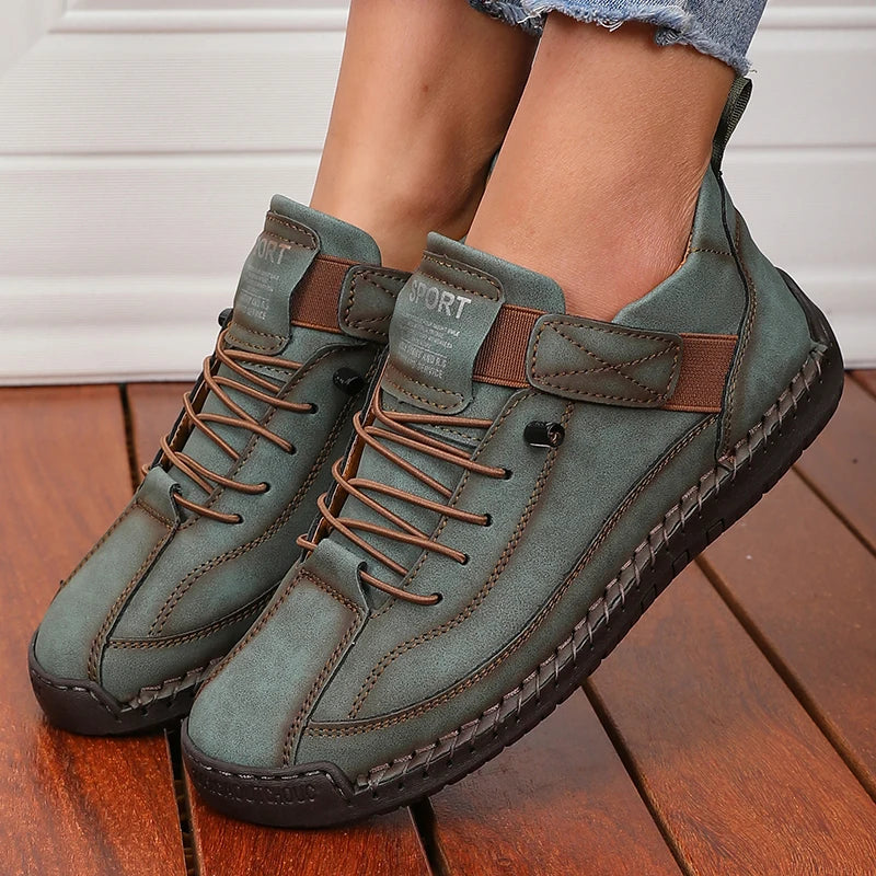 Faux Leather Lace-Up Casual Loafers