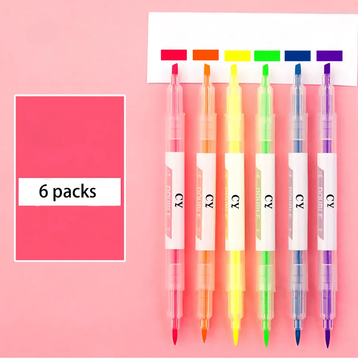 6-Color Dual-Ended Study Highlighters