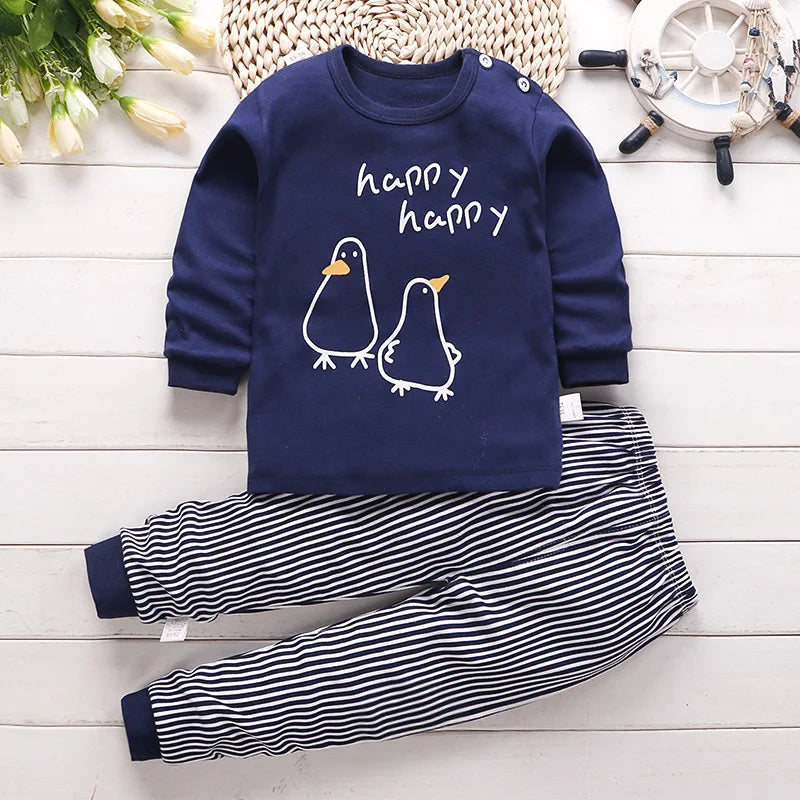 Baby Girl Cartoon Cat Pajamas Set | Long Pants & T-Shirt 2-Piece Girls Clothes 0-6 Years