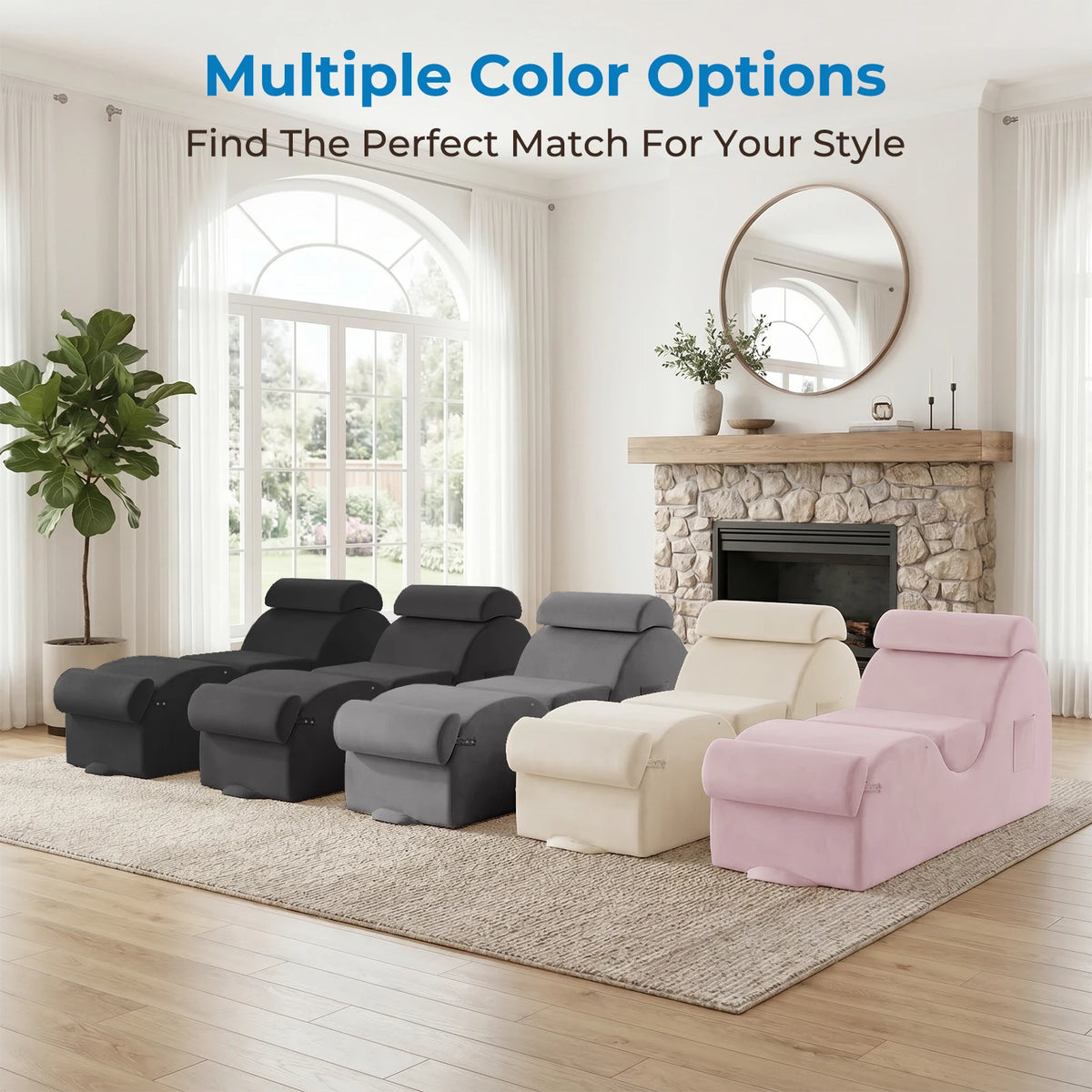 Velvet Yoga Chaise Lounge with Adjustable Footrest